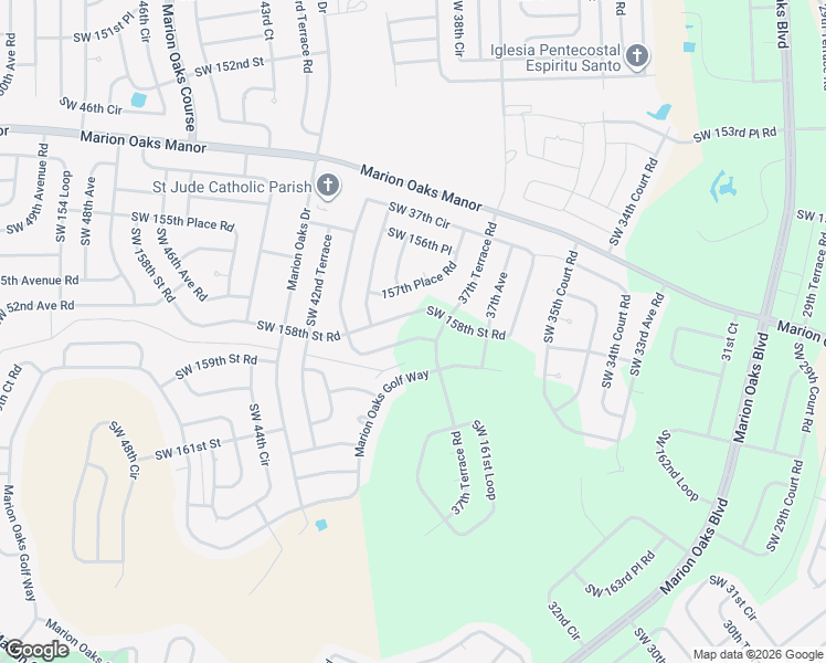 map of restaurants, bars, coffee shops, grocery stores, and more near 3920 Southwest 158th Street Road in Ocala