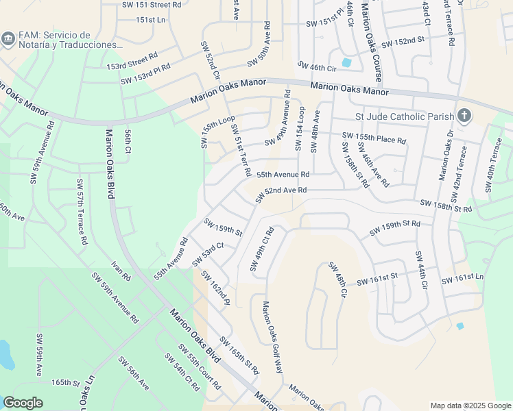 map of restaurants, bars, coffee shops, grocery stores, and more near 15747 Southwest 52nd Avenue Road in Ocala