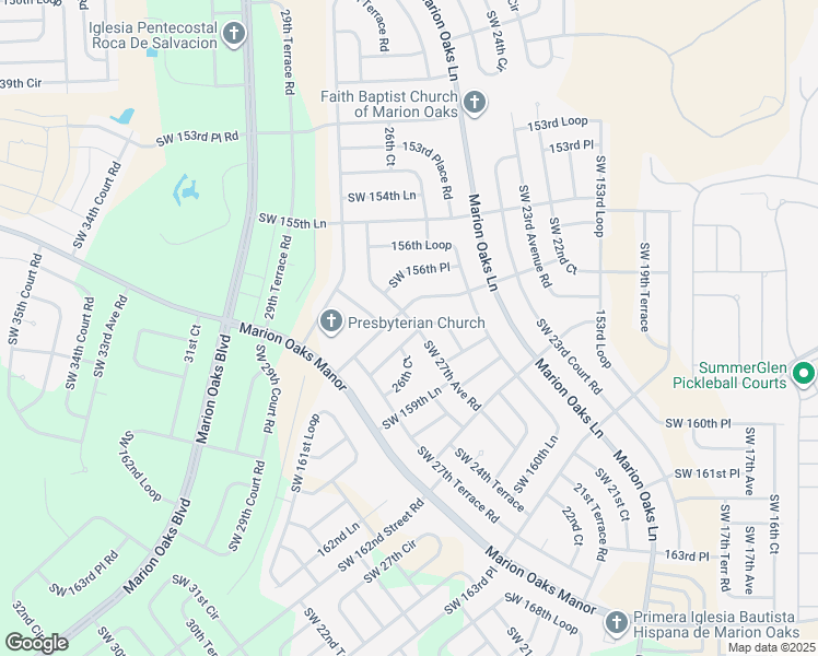 map of restaurants, bars, coffee shops, grocery stores, and more near 15843 Southwest 27th Avenue Road in Ocala