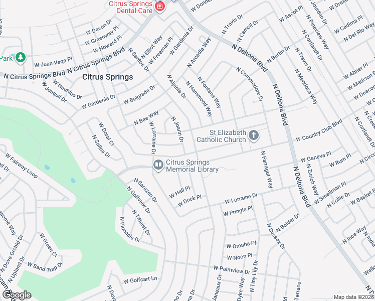 map of restaurants, bars, coffee shops, grocery stores, and more near 8819 North Joann Drive in Citrus Springs