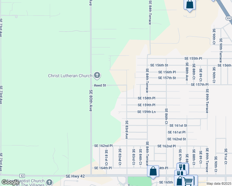 map of restaurants, bars, coffee shops, grocery stores, and more near 8236 Southeast 158th Street in Summerfield
