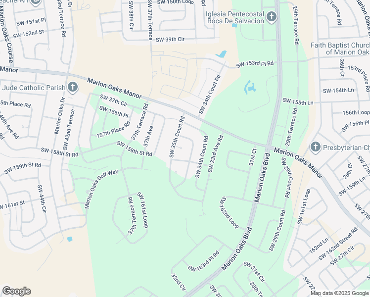 map of restaurants, bars, coffee shops, grocery stores, and more near 3543 158th Lane in Ocala