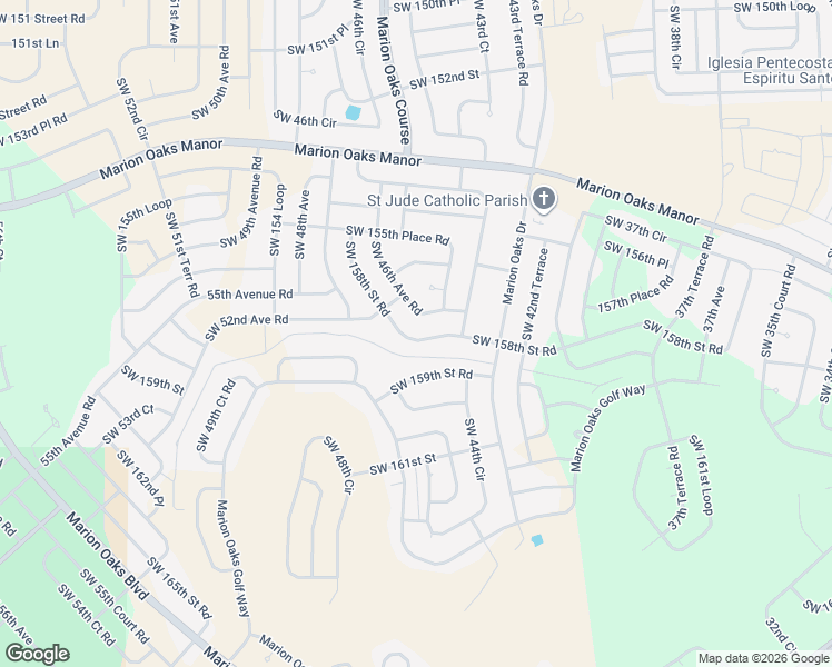 map of restaurants, bars, coffee shops, grocery stores, and more near 4513 Southwest 158th Street Road in Ocala