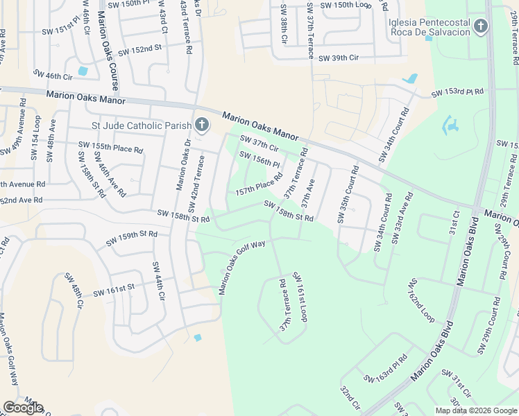 map of restaurants, bars, coffee shops, grocery stores, and more near 3920 Southwest 158th Street Road in Ocala