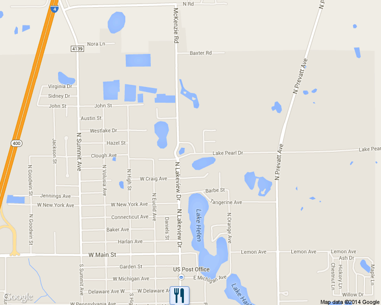 map of restaurants, bars, coffee shops, grocery stores, and more near 146 Lake Pearl Drive in Lake Helen