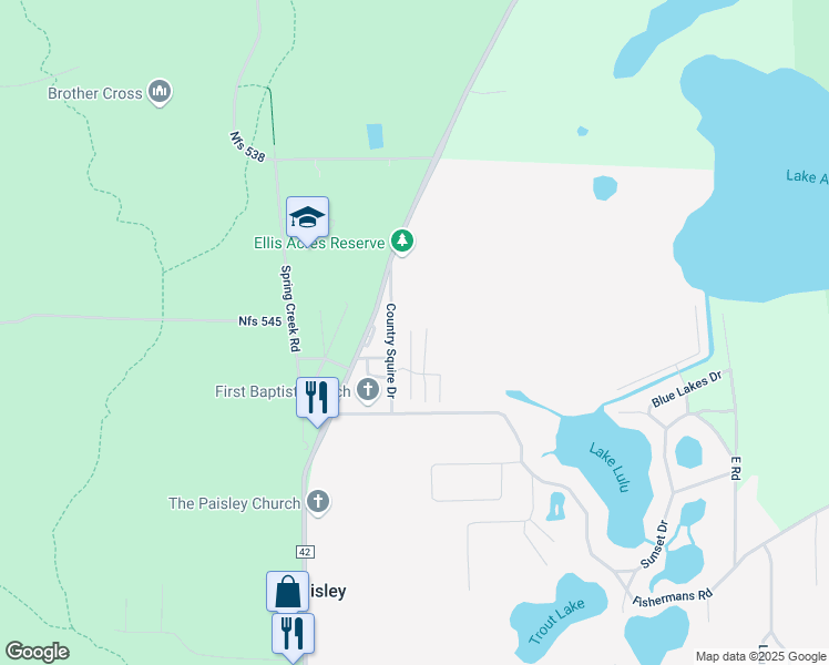 map of restaurants, bars, coffee shops, grocery stores, and more near 94 Ivey Lane in Paisley
