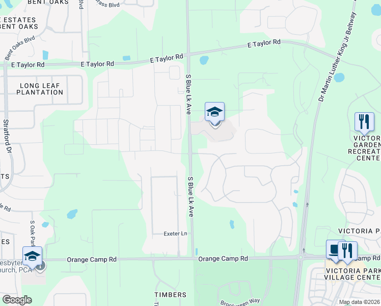 map of restaurants, bars, coffee shops, grocery stores, and more near 2101 South Blue Lake Avenue in DeLand