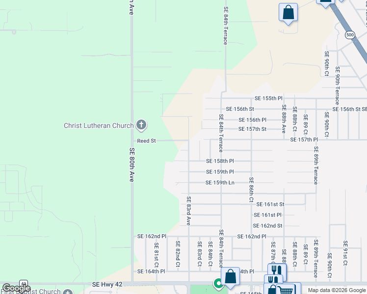 map of restaurants, bars, coffee shops, grocery stores, and more near 15821 Southeast 83rd Avenue in Summerfield