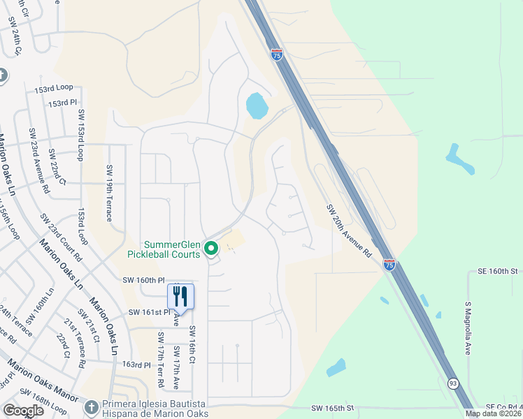 map of restaurants, bars, coffee shops, grocery stores, and more near 15814 Southwest 11th Terrace Road in Ocala