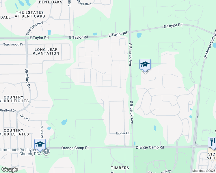 map of restaurants, bars, coffee shops, grocery stores, and more near 1402 Covered Bridge Drive in DeLand