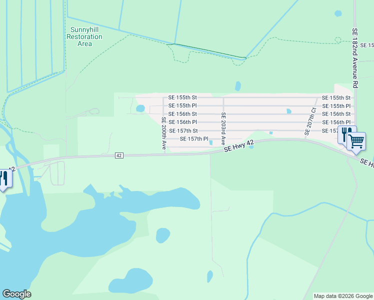 map of restaurants, bars, coffee shops, grocery stores, and more near 20141 Southeast Highway 42 in Umatilla