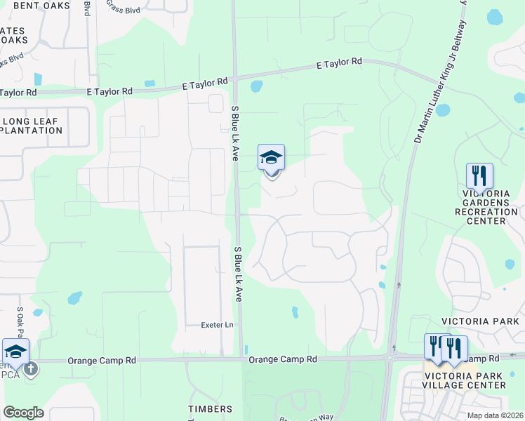 map of restaurants, bars, coffee shops, grocery stores, and more near 500 West Victoria Trails Boulevard in DeLand