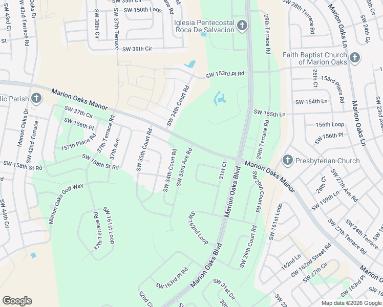map of restaurants, bars, coffee shops, grocery stores, and more near 15755 Southwest 33rd Avenue Road in Ocala