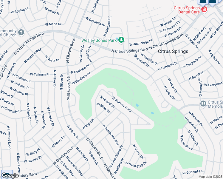 map of restaurants, bars, coffee shops, grocery stores, and more near 2663 West Flame Loop in Citrus Springs