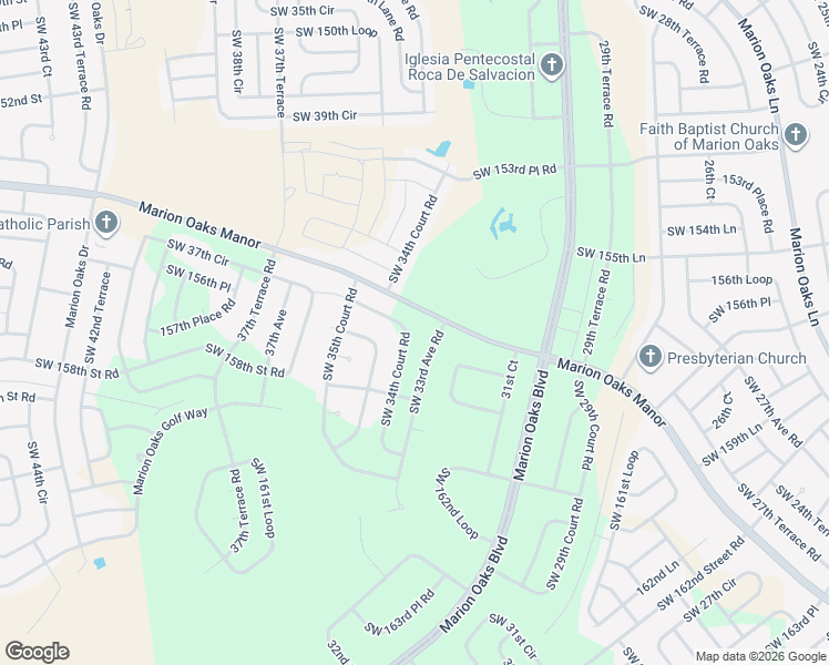 map of restaurants, bars, coffee shops, grocery stores, and more near 15750 Southwest 34th Court Road in Ocala