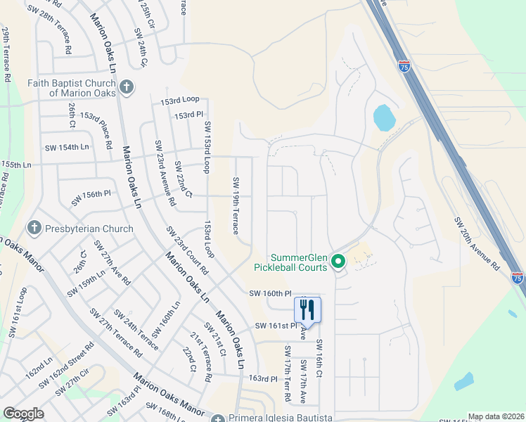 map of restaurants, bars, coffee shops, grocery stores, and more near 15743 Southwest 13th Circle in Ocala