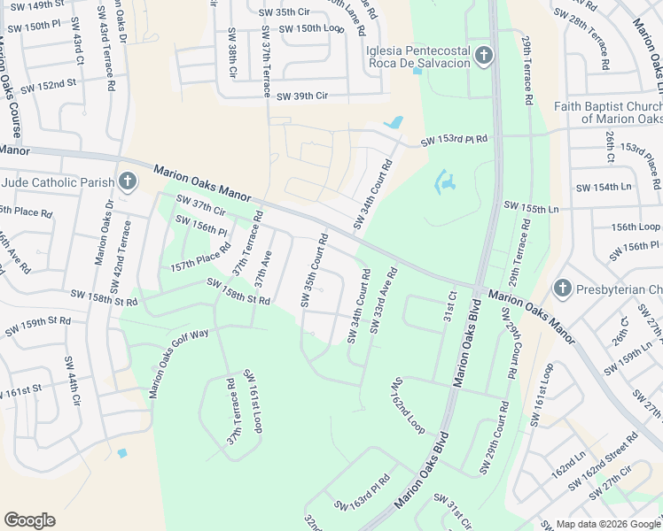 map of restaurants, bars, coffee shops, grocery stores, and more near 3509 Southwest 157th Loop in Ocala
