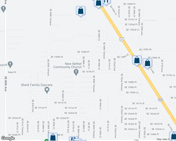 map of restaurants, bars, coffee shops, grocery stores, and more near 8783 Southeast 157th Place in Summerfield