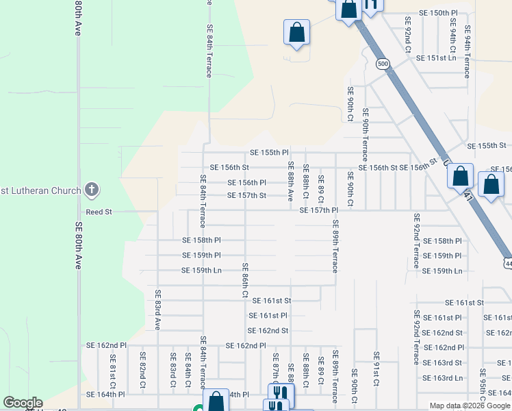 map of restaurants, bars, coffee shops, grocery stores, and more near 8660 Southeast 157th Street in Summerfield