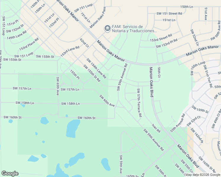 map of restaurants, bars, coffee shops, grocery stores, and more near 6030 Southwest 155th Street Road in Ocala