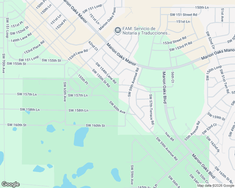 map of restaurants, bars, coffee shops, grocery stores, and more near 6096 Southwest 155th Street Road in Ocala
