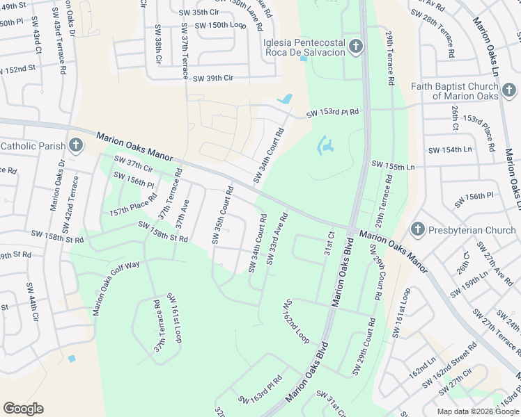map of restaurants, bars, coffee shops, grocery stores, and more near 15750 Southwest 34th Court Road in Ocala