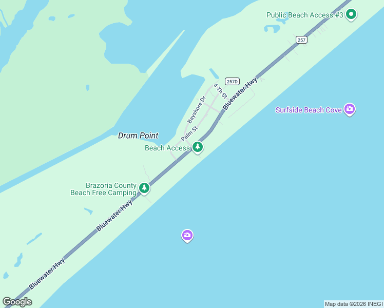 map of restaurants, bars, coffee shops, grocery stores, and more near 4502 Bluewater Highway in Freeport