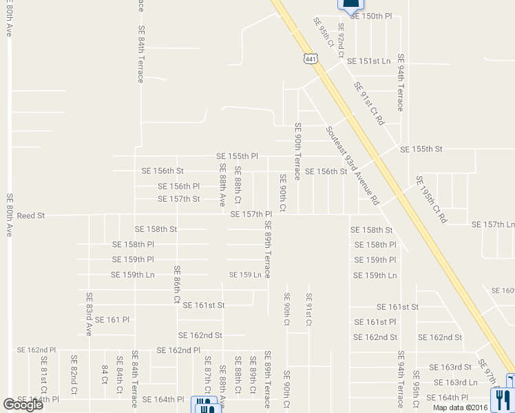 map of restaurants, bars, coffee shops, grocery stores, and more near 15729 Southeast 89th Court in Summerfield