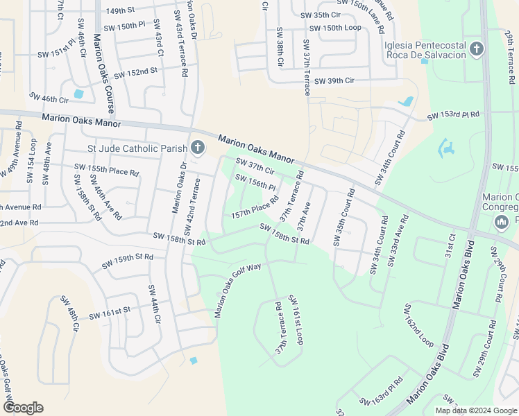 map of restaurants, bars, coffee shops, grocery stores, and more near 157th Place Road in Marion County