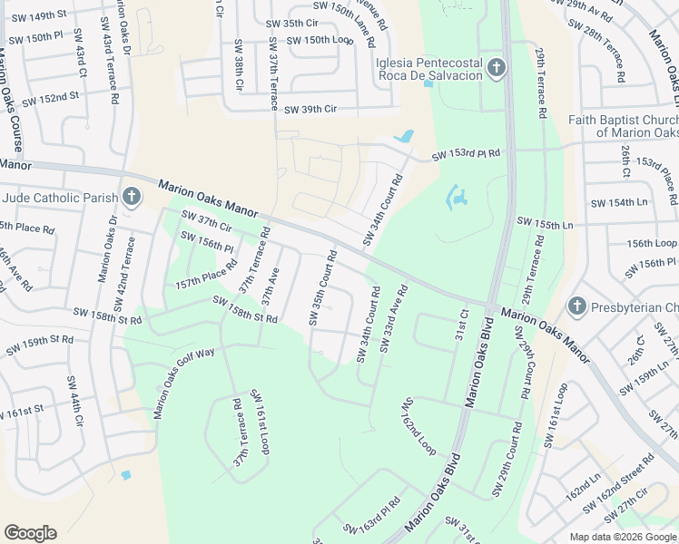 map of restaurants, bars, coffee shops, grocery stores, and more near 3509 Southwest 157th Loop in Ocala