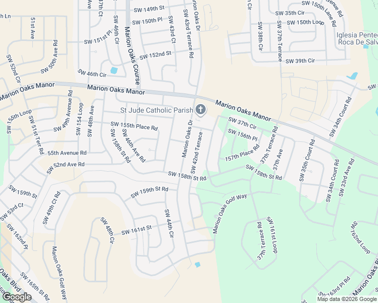 map of restaurants, bars, coffee shops, grocery stores, and more near 15746 Southwest 42nd Terrace in Ocala