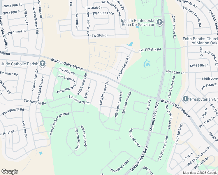 map of restaurants, bars, coffee shops, grocery stores, and more near 3509 Southwest 157th Loop in Ocala