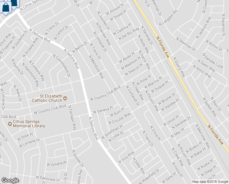 map of restaurants, bars, coffee shops, grocery stores, and more near 8919 North Mendoza Way in Citrus Springs