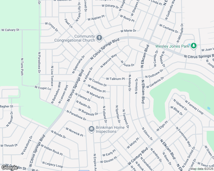 map of restaurants, bars, coffee shops, grocery stores, and more near 3364 West Cushion Drive in Citrus Springs