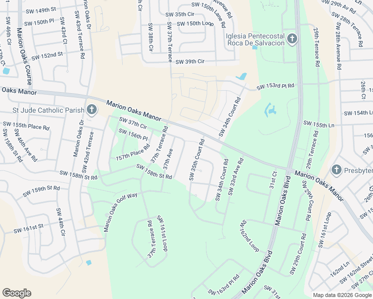 map of restaurants, bars, coffee shops, grocery stores, and more near 15633 Southwest 37th Circle in Ocala