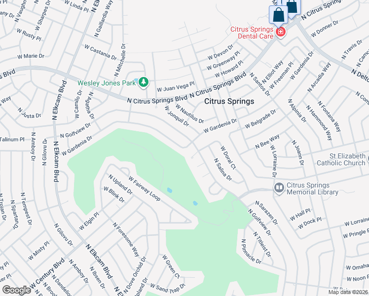 map of restaurants, bars, coffee shops, grocery stores, and more near 2390 West Gardenia Drive in Citrus Springs