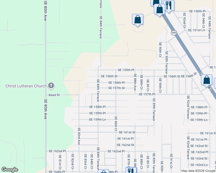 map of restaurants, bars, coffee shops, grocery stores, and more near 8579 Southeast 157th Place in Summerfield