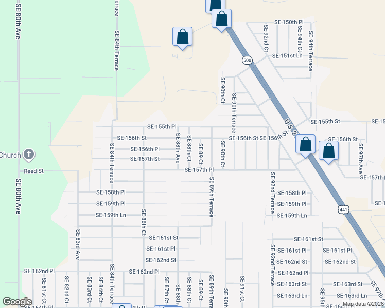 map of restaurants, bars, coffee shops, grocery stores, and more near 15700 Southeast 88th Court in Summerfield