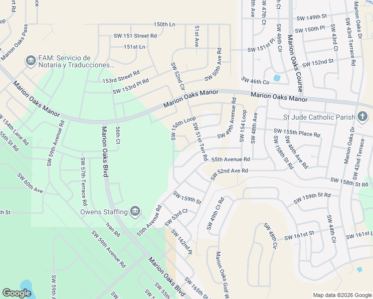 map of restaurants, bars, coffee shops, grocery stores, and more near 5240 Southwest 156th Street in Ocala
