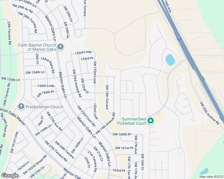 map of restaurants, bars, coffee shops, grocery stores, and more near 15670 Southwest 19th Avenue Road in Ocala