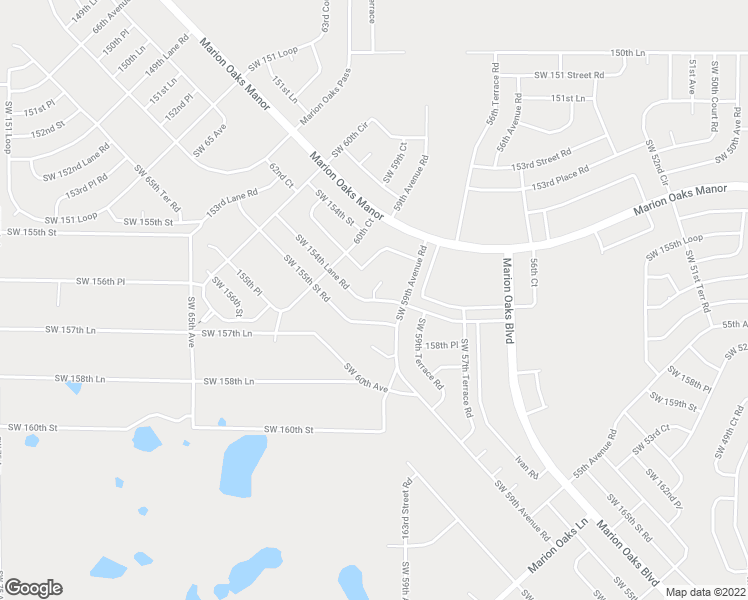 map of restaurants, bars, coffee shops, grocery stores, and more near Southwest 154th Lane Road in Marion County