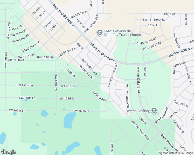 map of restaurants, bars, coffee shops, grocery stores, and more near 6122 Southwest 154th Lane Road in Ocala