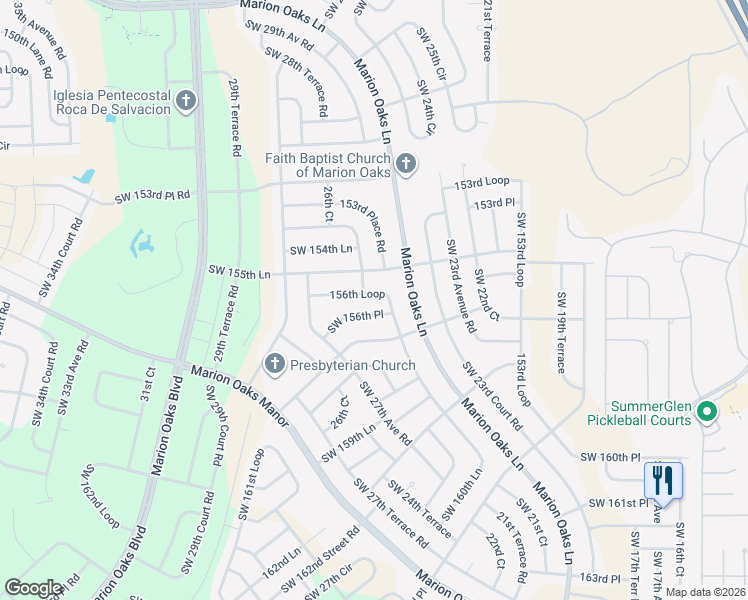 map of restaurants, bars, coffee shops, grocery stores, and more near 2240 Southwest 156th Loop in Ocala