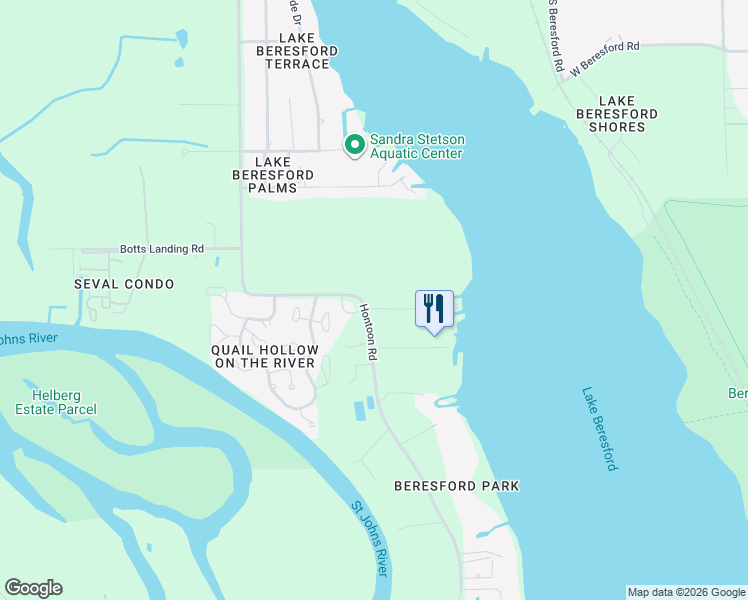 map of restaurants, bars, coffee shops, grocery stores, and more near 1901 Hontoon Road in DeLand