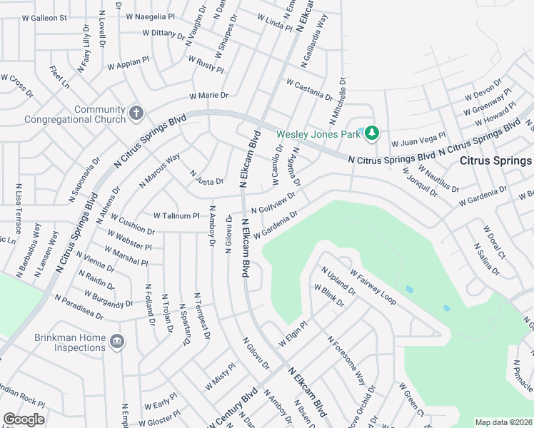 map of restaurants, bars, coffee shops, grocery stores, and more near 9195 North Golfview Drive in Citrus Springs