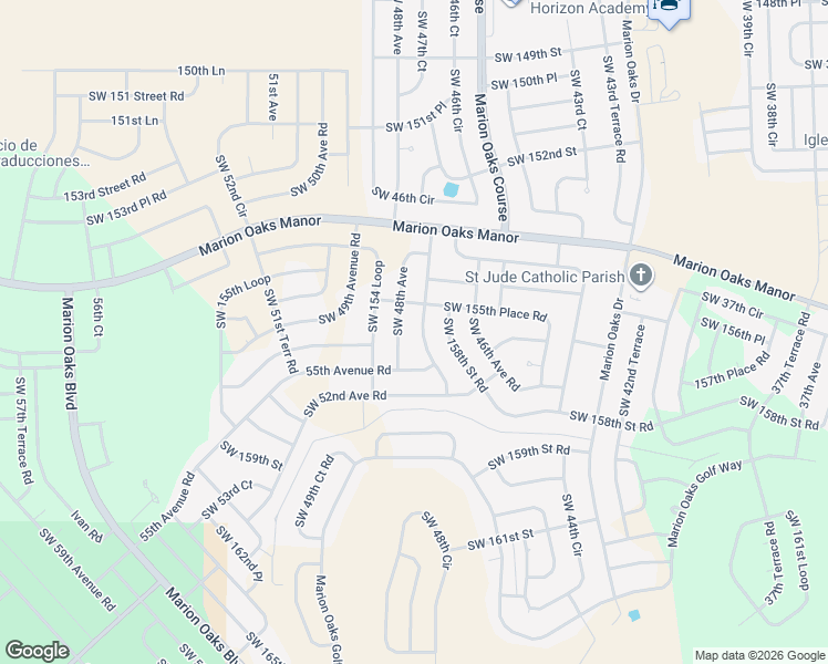 map of restaurants, bars, coffee shops, grocery stores, and more near 15634 Southwest 47th Avenue Road in Ocala
