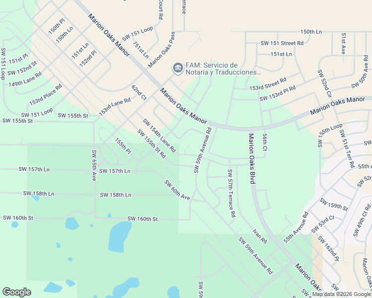 map of restaurants, bars, coffee shops, grocery stores, and more near 5930 Southwest 154th Lane Road in Ocala