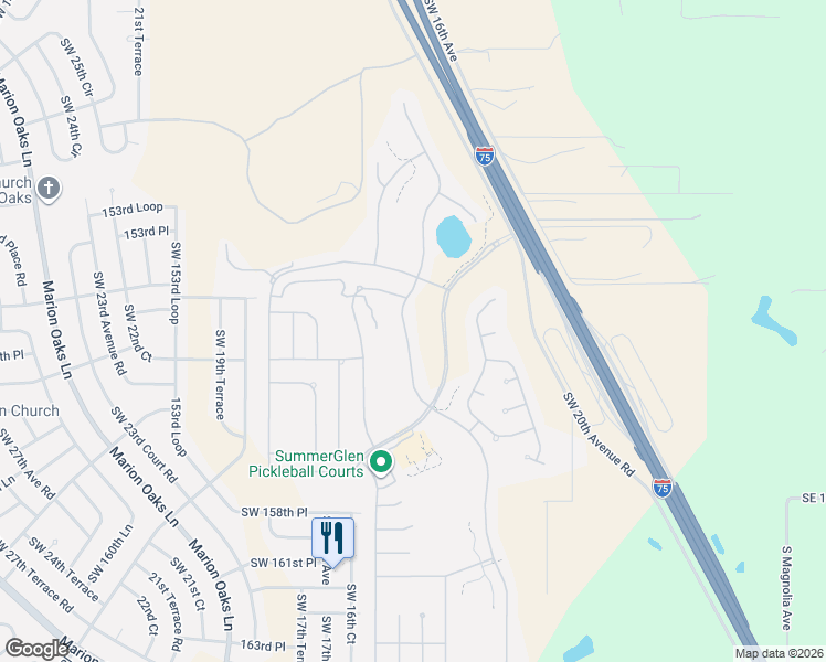 map of restaurants, bars, coffee shops, grocery stores, and more near 15597 Southwest 14th Avenue Road in Ocala