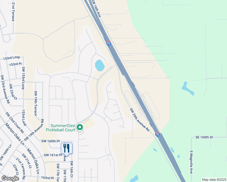 map of restaurants, bars, coffee shops, grocery stores, and more near 1100 Southwest 156th Street in Ocala