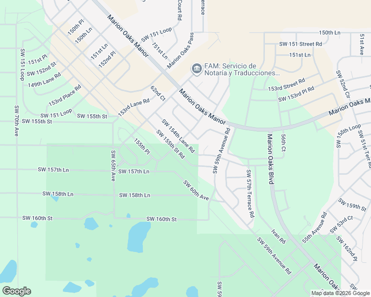map of restaurants, bars, coffee shops, grocery stores, and more near 6122 Southwest 154th Lane Road in Ocala